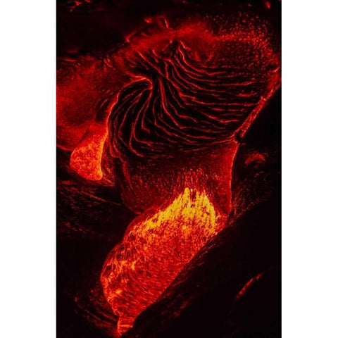 HI, The Big Isl, Kilauea Lava flowing at night White Modern Wood Framed Art Print by Illg, Cathy and Gordon