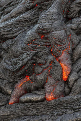 Hawaii, Kilauea Molten lava hardening Black Ornate Wood Framed Art Print with Double Matting by Illg, Cathy and Gordon