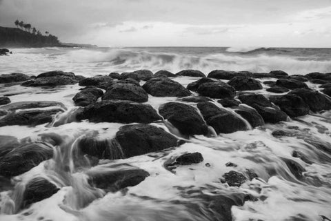 USA, Hawaii, Kauai Rocky beach White Modern Wood Framed Art Print with Double Matting by Flaherty, Dennis