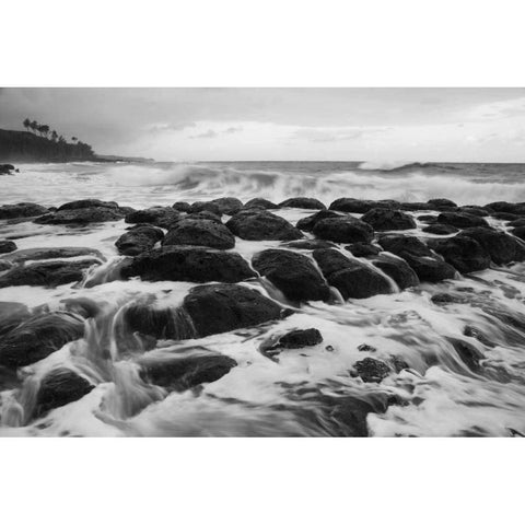 USA, Hawaii, Kauai Rocky beach Black Modern Wood Framed Art Print with Double Matting by Flaherty, Dennis