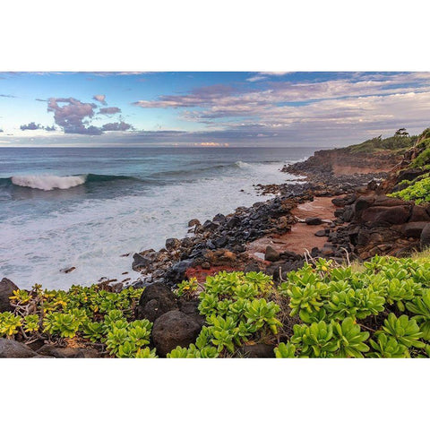 Paliku aka Donkey Beach in Kealia in Kauai-Hawaii-USA White Modern Wood Framed Art Print by Haney, Chuck