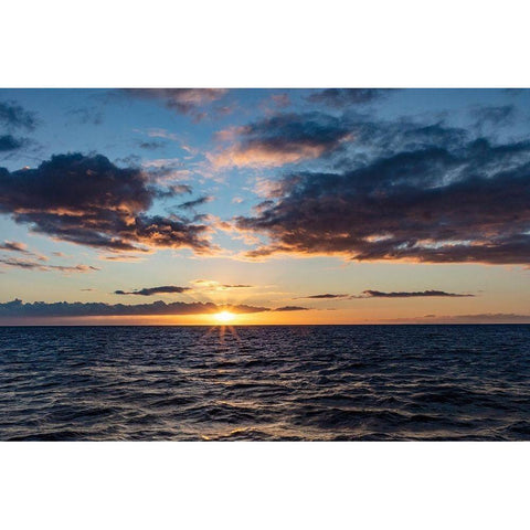 Sunset over the Pacific Ocean from tour boat in Kauai-Hawaii-USA Black Modern Wood Framed Art Print with Double Matting by Haney, Chuck