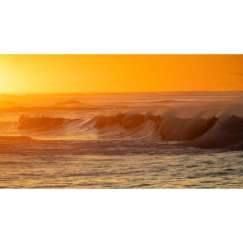 Incoming surf waves at sunrise near Poipu in Kauai-Hawaii-USA Black Modern Wood Framed Art Print by Haney, Chuck