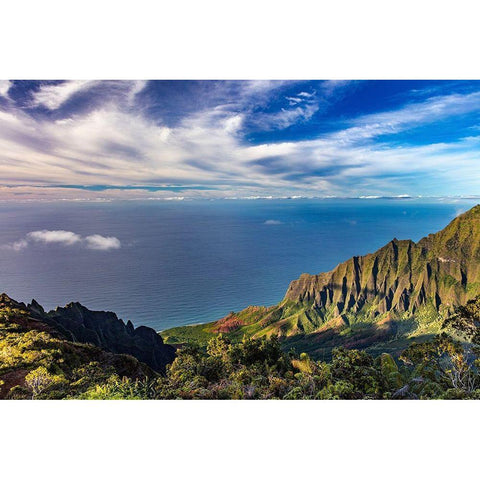 The Napali Coast Wilderness at Kokee State Park in Kauai-Hawaii-USA Gold Ornate Wood Framed Art Print with Double Matting by Haney, Chuck