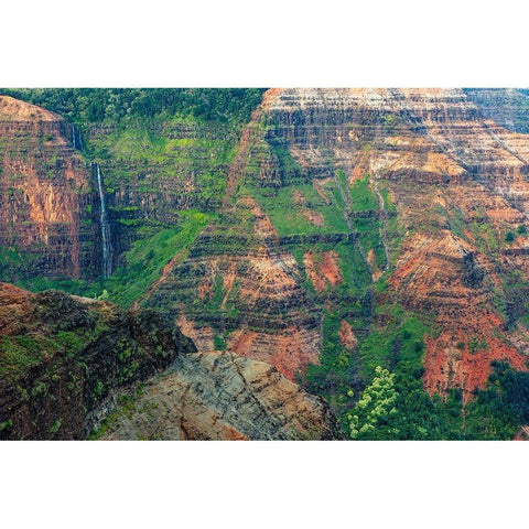 Waipoo Waterfall in Waimea Canyon State Park in Kauai-Hawaii-USA White Modern Wood Framed Art Print by Haney, Chuck