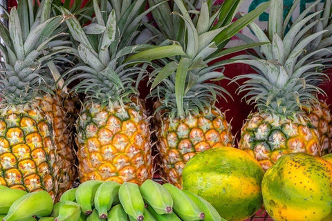 Fresh fruit at the market-Kauai-Hawaii-USA Black Ornate Wood Framed Art Print with Double Matting by Engelbrecht, Jim