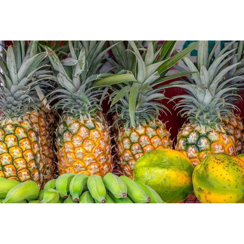 Fresh fruit at the market-Kauai-Hawaii-USA Gold Ornate Wood Framed Art Print with Double Matting by Engelbrecht, Jim