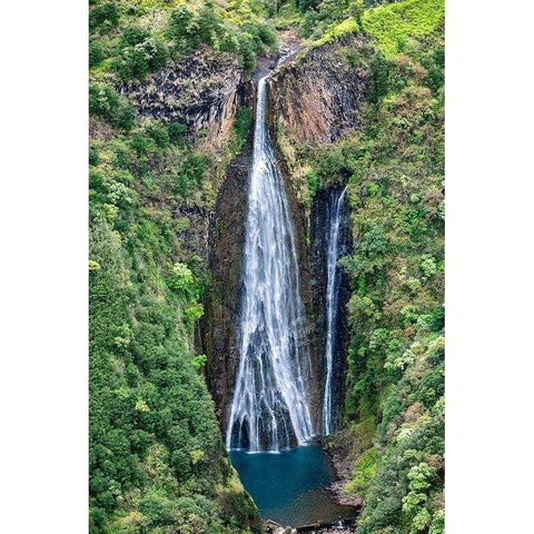 Jurassic Falls-Kauai-Hawaii-USA Black Modern Wood Framed Art Print by Engelbrecht, Jim