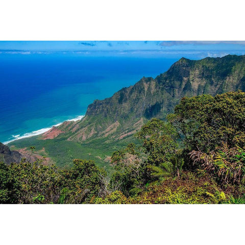 Kalalau Valley Lookout-Kauai-Hawaii-USA White Modern Wood Framed Art Print by Engelbrecht, Jim