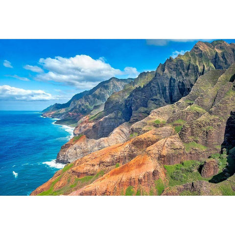Na Pali Coast-Kauai-Hawaii-USA Black Modern Wood Framed Art Print with Double Matting by Engelbrecht, Jim