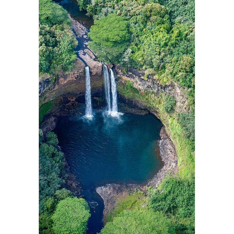 Wailua Falls-Kauai-Hawaii-USA Black Modern Wood Framed Art Print by Engelbrecht, Jim