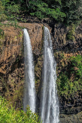 Wailua Falls-Kauai-Hawaii-USA White Modern Wood Framed Art Print with Double Matting by Engelbrecht, Jim