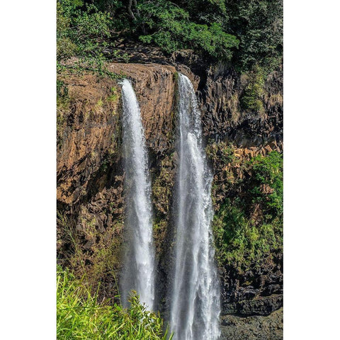 Wailua Falls-Kauai-Hawaii-USA Black Modern Wood Framed Art Print by Engelbrecht, Jim