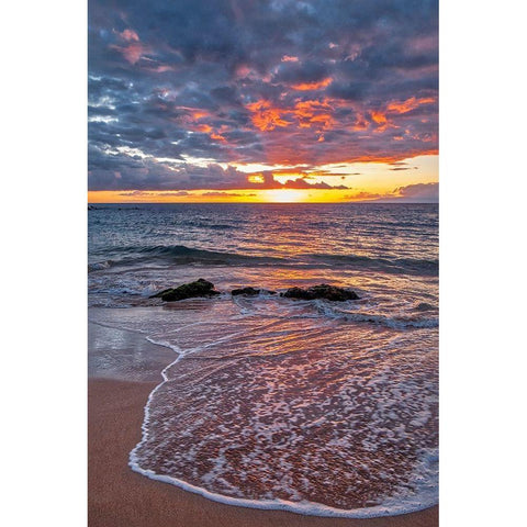 Sunset on Wailea Beach-Maui-Hawaii-USA Gold Ornate Wood Framed Art Print with Double Matting by Engelbrecht, Lisa S.