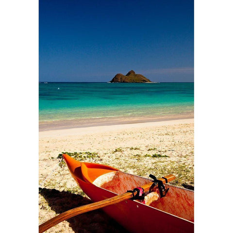 Hawaii-Oahu-Lanikai Beach with tropical blue water and islands off shore Gold Ornate Wood Framed Art Print with Double Matting by Gulin, Sylvia