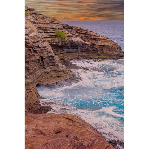 Ocean view from Spitting Caves-Oahu-Hawaii Black Modern Wood Framed Art Print by Norring, Tom