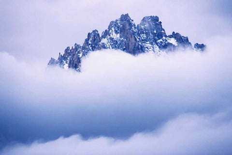 Idaho, Sawtooth Range Mountain peaks wtih clouds Black Ornate Wood Framed Art Print with Double Matting by Flaherty, Dennis