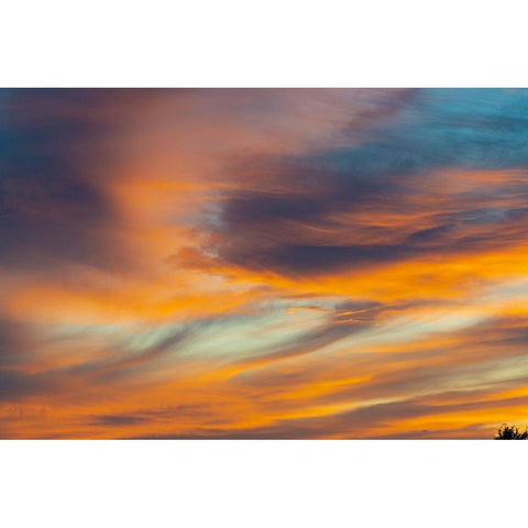 USA-Idaho-Backlit Cirrus Clouds can make a magnificent sunset Black Modern Wood Framed Art Print by Garber, Howie