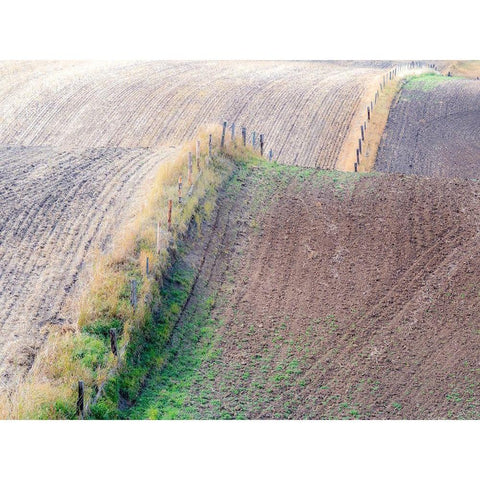 Idaho-fence line and rolling hills near Cottonwood Highway 95 Gold Ornate Wood Framed Art Print with Double Matting by Gulin, Sylvia