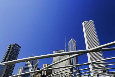 IL, Chicago Pipes over Jay Pritzker Pavilion Black Ornate Wood Framed Art Print with Double Matting by Flaherty, Dennis