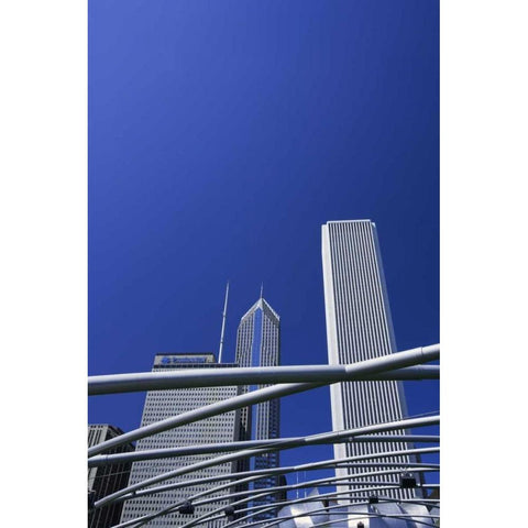IL, Chicago Pipes over Jay Pritzker Pavilion Black Modern Wood Framed Art Print by Flaherty, Dennis
