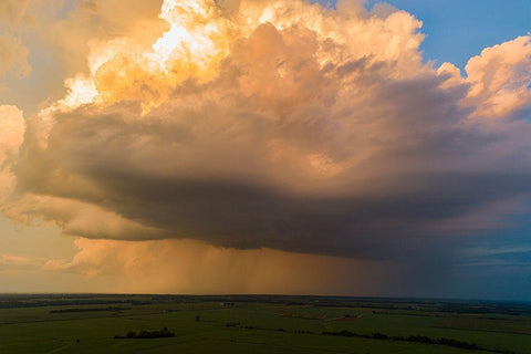 Aerial view of thunderstorm clouds at sunset-Marion County-Illinois Black Ornate Wood Framed Art Print with Double Matting by Day, Richard and Susan