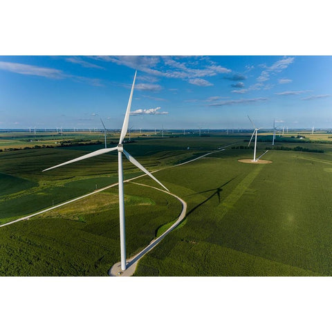 Windmill farm-Macon County-Illinois Black Modern Wood Framed Art Print with Double Matting by Day, Richard and Susan