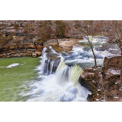 Cataract Falls Lieber State Recreation Area-Indiana Black Modern Wood Framed Art Print with Double Matting by Day, Richard and Susan