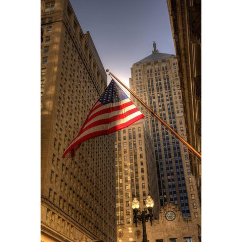 LaSalle street in downtown Chicago Illinois Black Modern Wood Framed Art Print by SMO