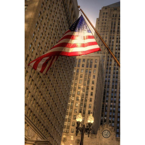 LaSalle street in downtown Chicago Illinois Black Modern Wood Framed Art Print by SMO