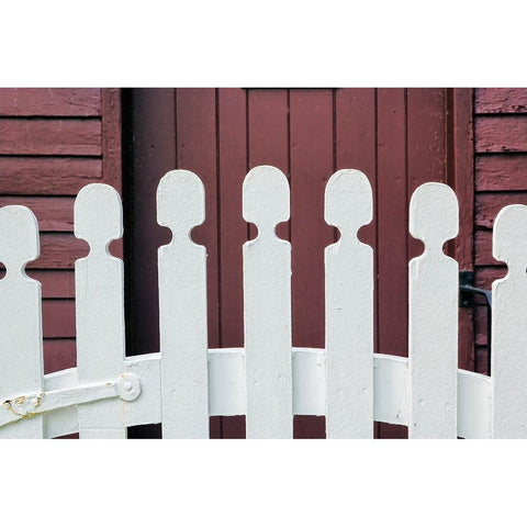 Typical white picket fence-Shaker Village of Pleasant Hill-Harrodsburg-Kentucky Gold Ornate Wood Framed Art Print with Double Matting by Jones, Adam