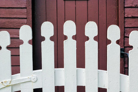 Typical white picket fence-Shaker Village of Pleasant Hill-Harrodsburg-Kentucky White Modern Wood Framed Art Print with Double Matting by Jones, Adam