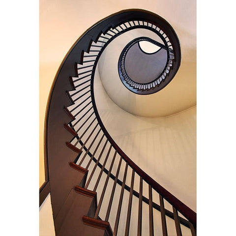 Spiral stairway-Shaker Village of Pleasant Hill-Kentucky Black Modern Wood Framed Art Print by Jones, Adam