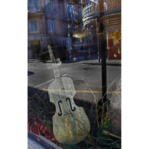 Louisiana, New Orleans Reflections on a window Black Modern Wood Framed Art Print with Double Matting by Noble Gardner, Nancy
