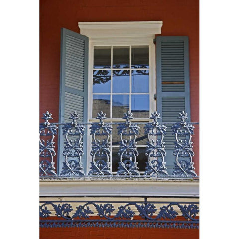 Louisiana, New Orleans, Historic Window detail White Modern Wood Framed Art Print by Noble Gardner, Nancy