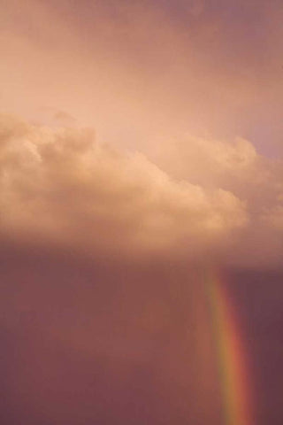 ME, Harpswell Rainbow through a stormy sky White Modern Wood Framed Art Print with Double Matting by Clemons, Kathleen