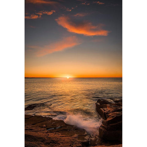 USA-Maine-Acadia National Park Sunset on ocean coastline White Modern Wood Framed Art Print by Jaynes Gallery