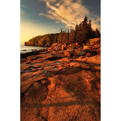 USA-Maine-Acadia National Park Sunrise on ocean coastline Black Modern Wood Framed Art Print by Jaynes Gallery