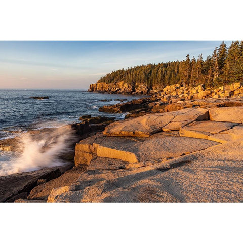 Otter Cliffs at sunrise in Acadia National Park-Maine-USA Black Modern Wood Framed Art Print by Haney, Chuck