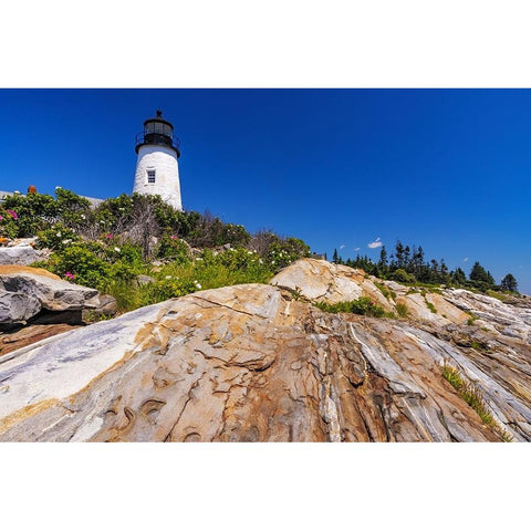 Pemaquid Point Lighthouse near Bristol-Maine-USA Black Modern Wood Framed Art Print by Haney, Chuck