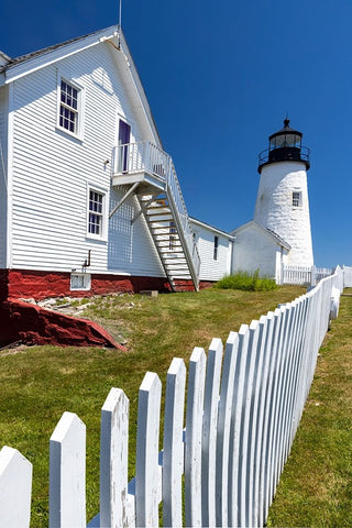 Pemaquid Point Lighthouse near Bristol-Maine-USA White Modern Wood Framed Art Print with Double Matting by Haney, Chuck
