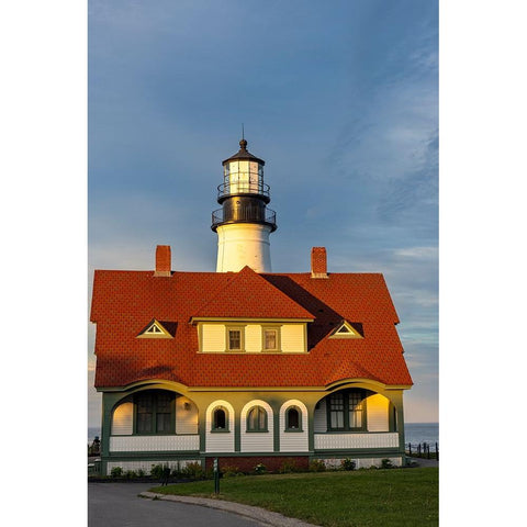 Sunset at Portland Head Lighthouse in Portland-Maine-USA Gold Ornate Wood Framed Art Print with Double Matting by Haney, Chuck