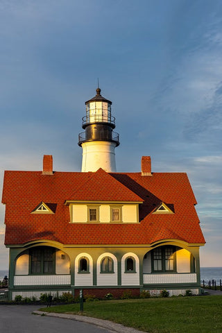 Sunset at Portland Head Lighthouse in Portland-Maine-USA Black Ornate Wood Framed Art Print with Double Matting by Haney, Chuck