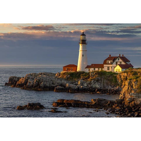 Portland Head Lighthouse in Portland-Maine-USA Black Modern Wood Framed Art Print with Double Matting by Haney, Chuck