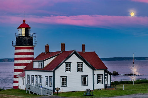 West Quoddy Head Lighthouse is the easternmost point in USA near Lubec-Maine-USA White Modern Wood Framed Art Print with Double Matting by Haney, Chuck