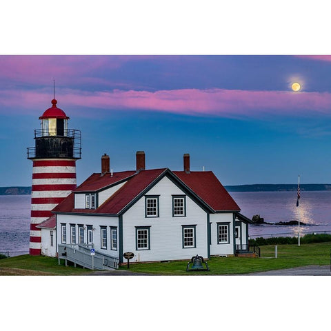 West Quoddy Head Lighthouse is the easternmost point in USA near Lubec-Maine-USA Black Modern Wood Framed Art Print by Haney, Chuck