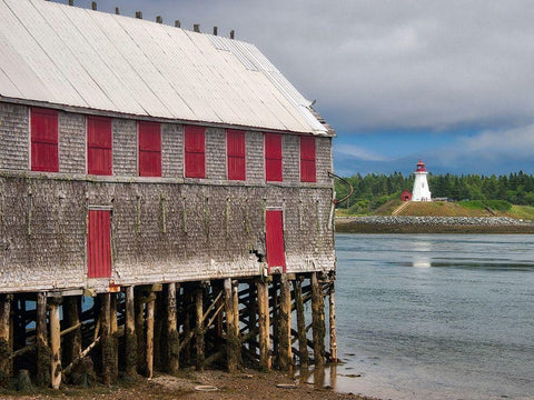 Maine-Lubec Mulholland Point Lighthouse as seen from the town of Lubec-Maine Black Ornate Wood Framed Art Print with Double Matting by Eggers, Julie