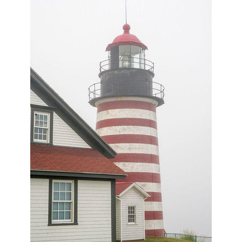 Maine West Quoddy Head Light at Quoddy Head State Park in Lubec-Maine Black Modern Wood Framed Art Print by Eggers, Julie