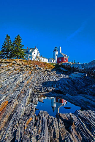 USA-New England-Maine-Pemaquid Point Lighthouse Black Ornate Wood Framed Art Print with Double Matting by Gulin, Sylvia