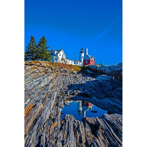 USA-New England-Maine-Pemaquid Point Lighthouse White Modern Wood Framed Art Print by Gulin, Sylvia
